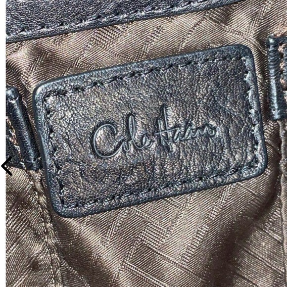 Cole Haan Hobo Bag Leather Braided Grommets Genevieve Denny Black Tan w/wallet - Picture 4 of 9